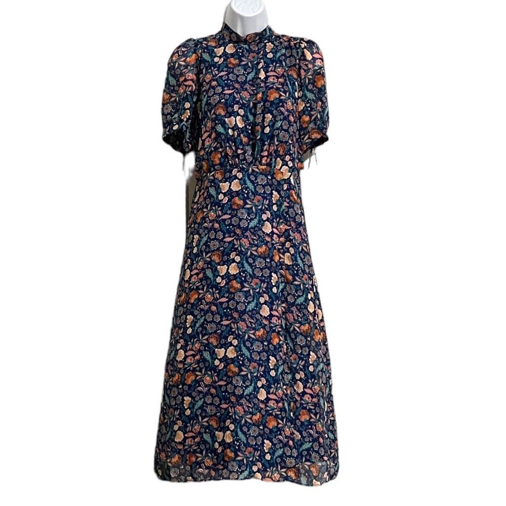 JULIA JORDAN Floral Print Puff Sleeve Midi Dress
